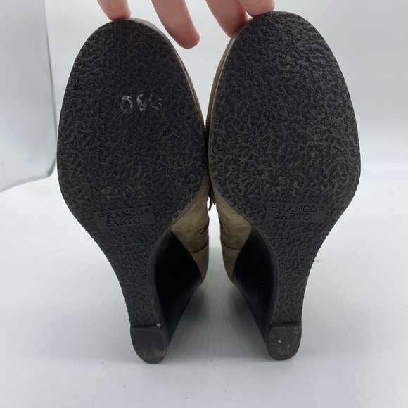 Franco Sarto Westerly Ankle Booties Wedges Shoes Tan Leather Suede Womens 7.5 M - Picture 9 of 15